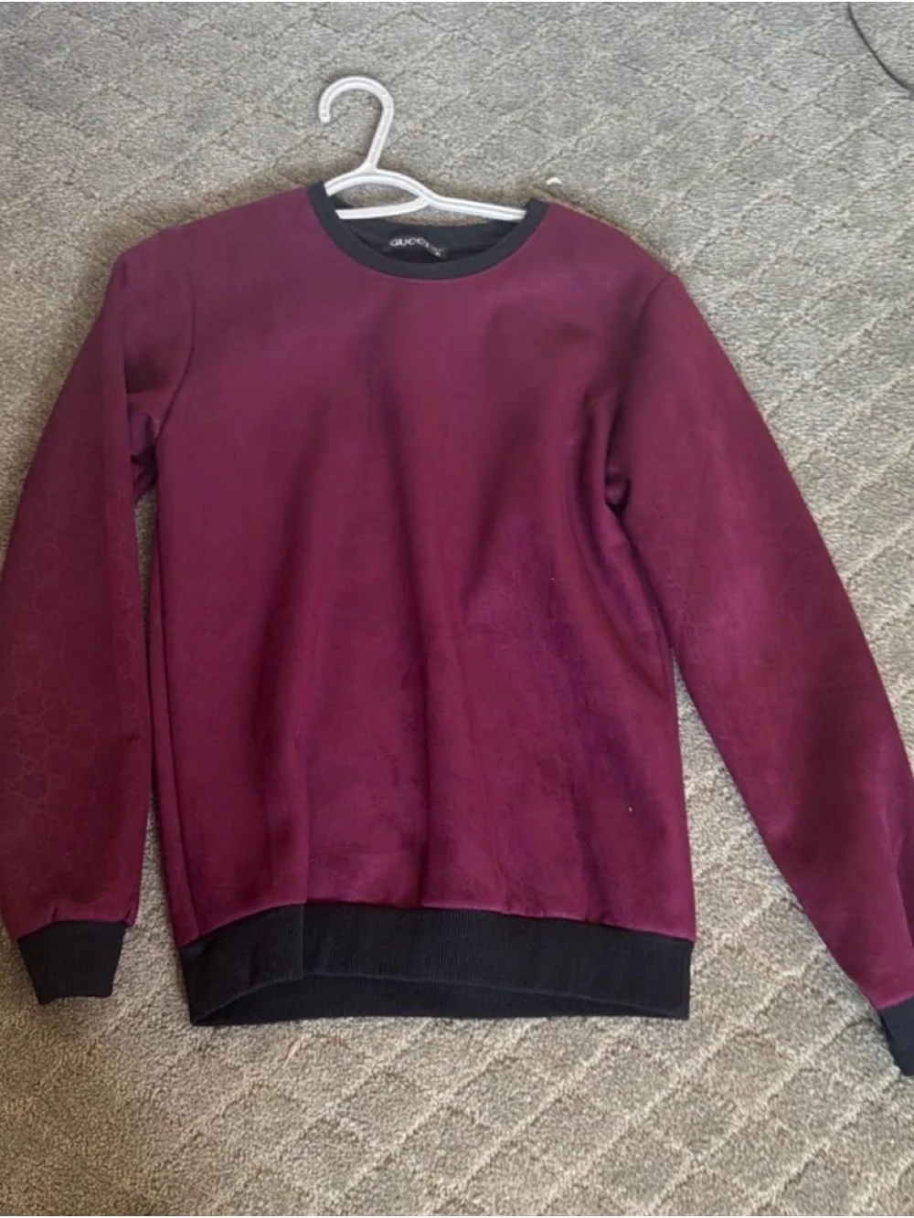 Gucci Men's Wine Crewneck Sweater with Black Trim
